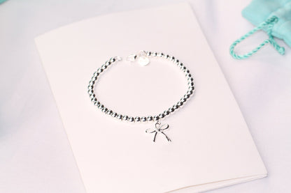 [Lumi Jewelry]STERLING SILVER BOW BEAD BRACELET