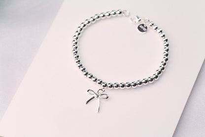 [Lumi Jewelry]STERLING SILVER BOW BEAD BRACELET