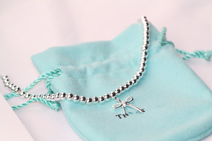 [Lumi Jewelry]STERLING SILVER BOW BEAD BRACELET