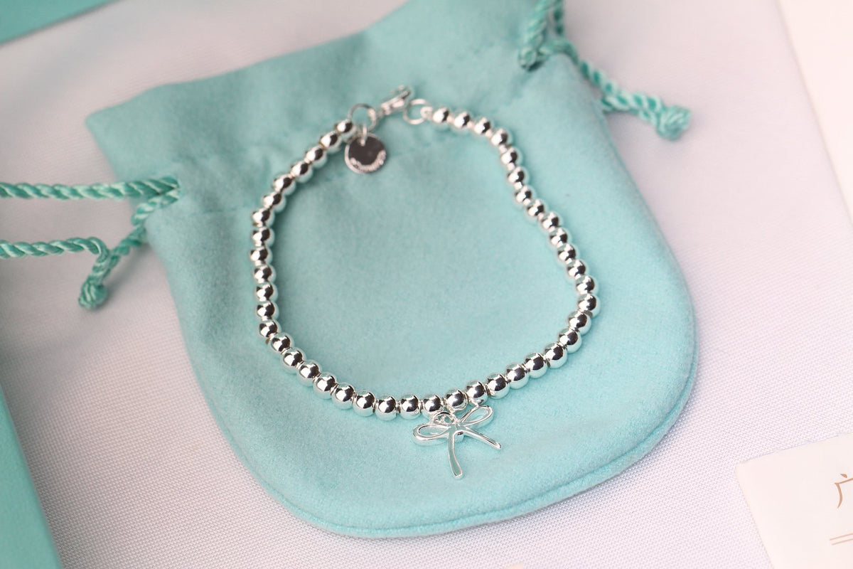 [Lumi Jewelry]STERLING SILVER BOW BEAD BRACELET