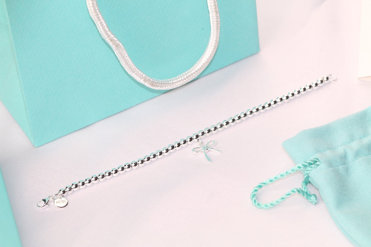 [Lumi Jewelry]STERLING SILVER BOW BEAD BRACELET
