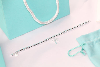 [Lumi Jewelry]STERLING SILVER BOW BEAD BRACELET