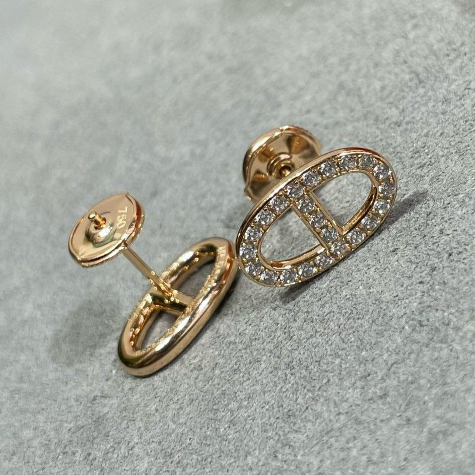 [Lumi Jewels]HM FULL DIAMOND PIG NOSE STUD EARRINGS