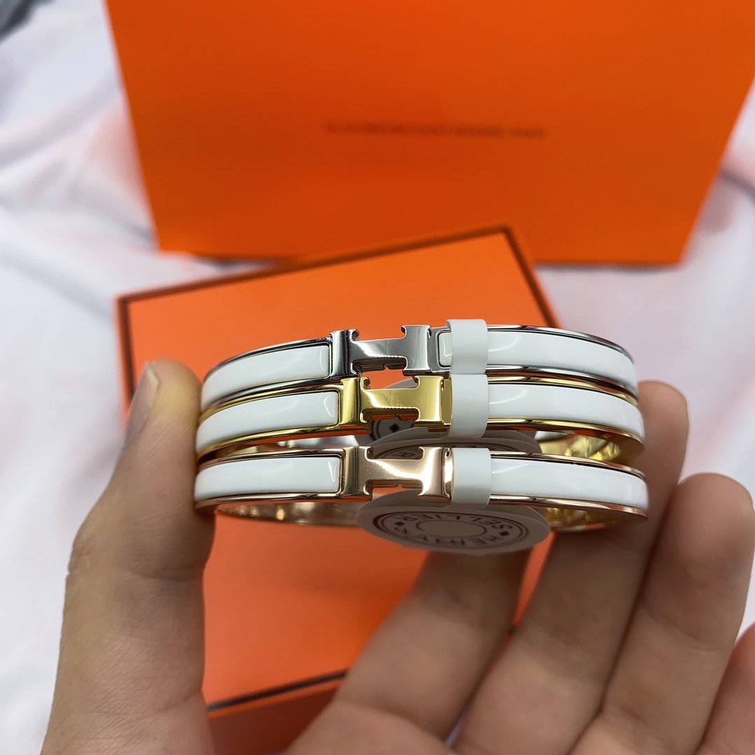 [Lumi Jewels]CLASSIC HM CLIC WHITE 8MM ENAMEL BRACELET