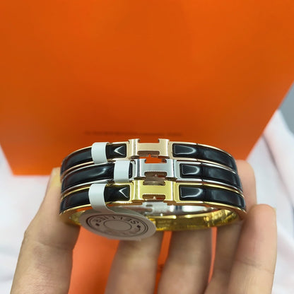 [Lumi Jewels]CLASSIC HM CLIC BLACK 8MM ENAMEL BRACELET