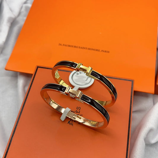 [Lumi Jewels]CLASSIC HM CLIC BLACK 8MM ENAMEL BRACELET