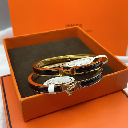 [Lumi Jewels]CLASSIC HM CLIC BLACK 8MM ENAMEL BRACELET