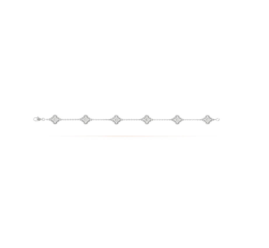 [Lumi Jewels]CLOVER 6 MOTIF SILVER DIAMOND BRACELET