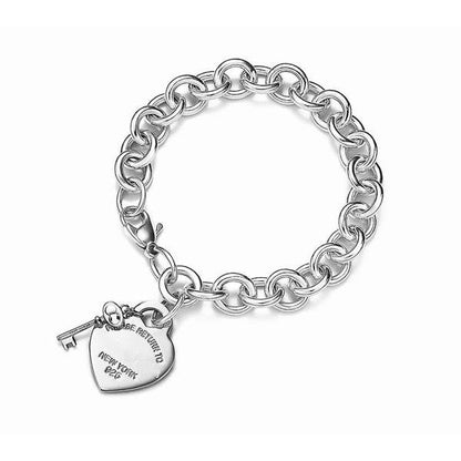 [Lumi Jewelry]KEY HEART CARD CHUNKY INTERLOCKING BRACELET LENGTH