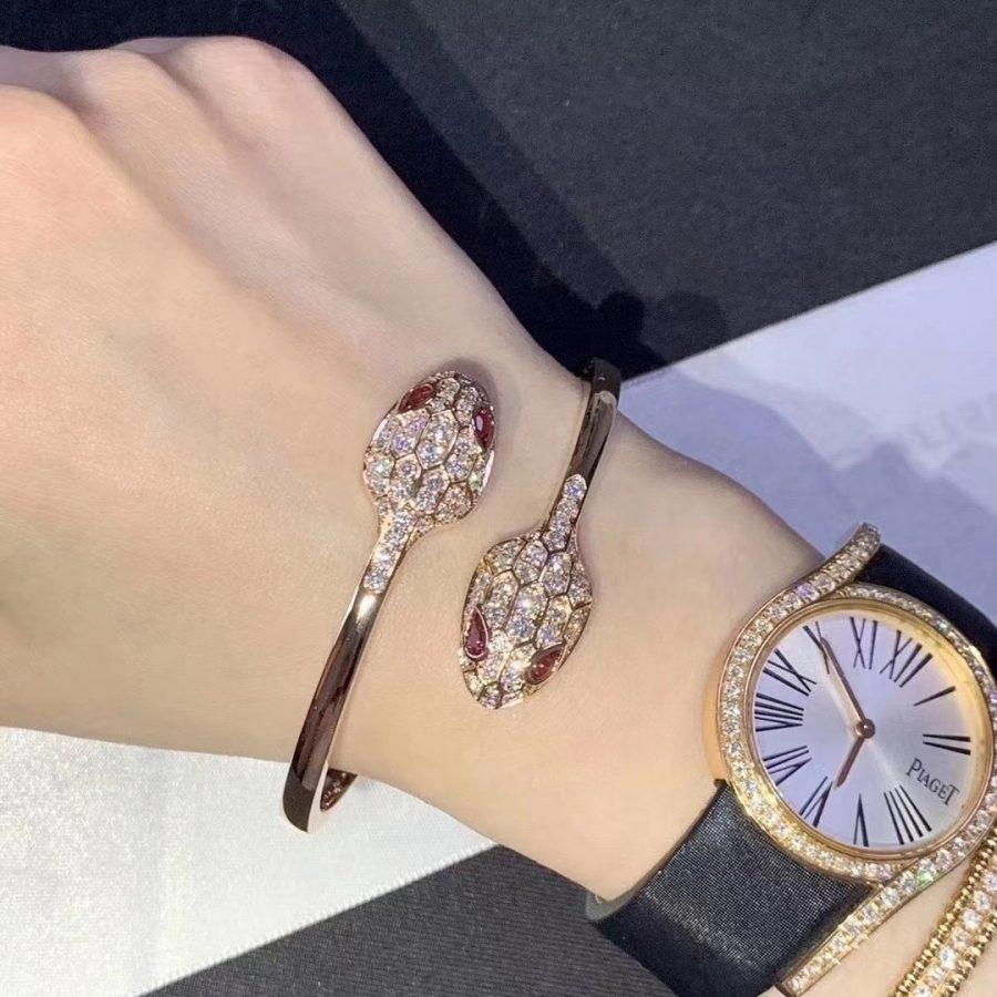 [Lumi Jewels]SERPENTI BRACELET PINK GOLD DIAMOND DOUBLE SNAKE
