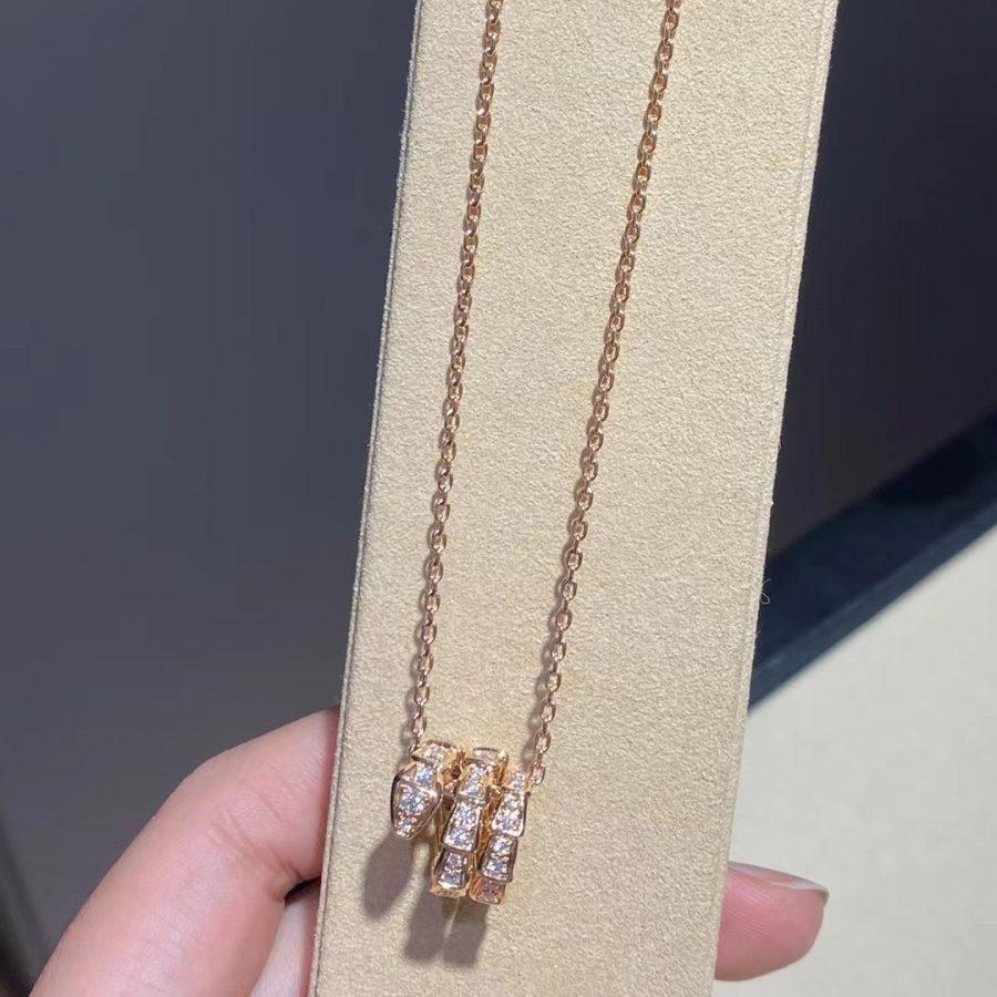 [Lumi Jewels]SERPENTI PINK GOLD NECKLACE DOUBLE RING DIAMOND