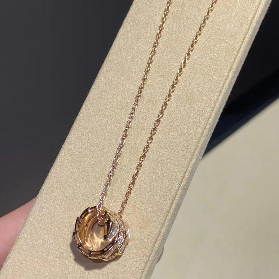 [Lumi Jewels]SERPENTI PINK GOLD NECKLACE DOUBLE RING DIAMOND