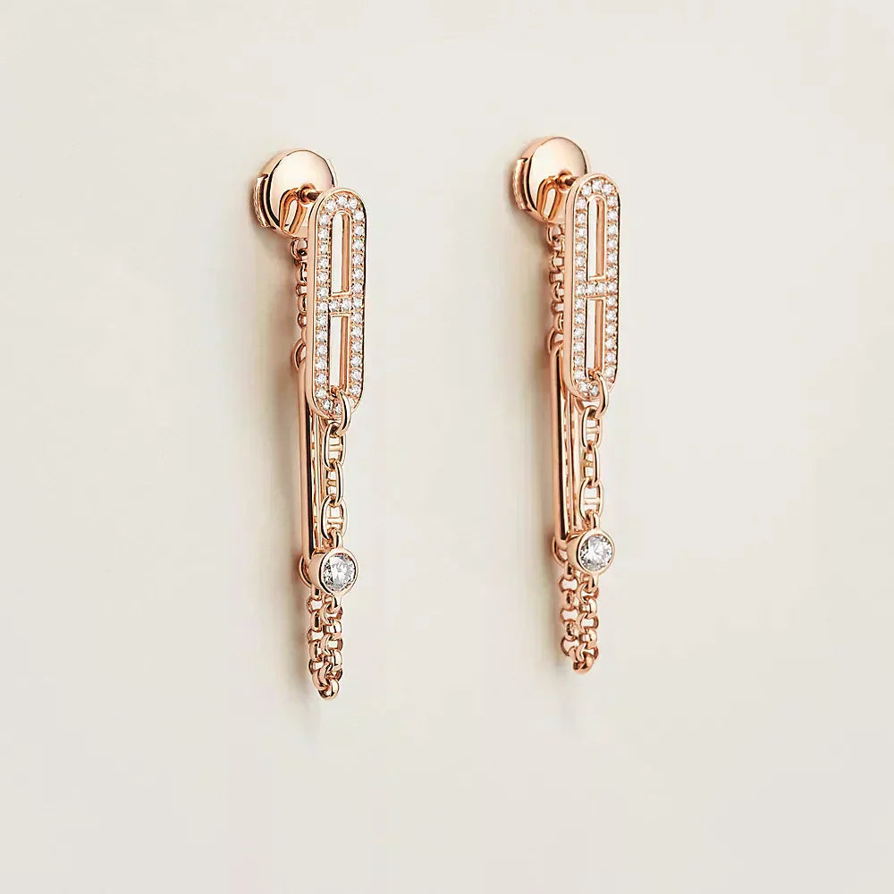 [Lumi Jewels]CHAINE CHAOS DIAMOND DROP EARRINGS
