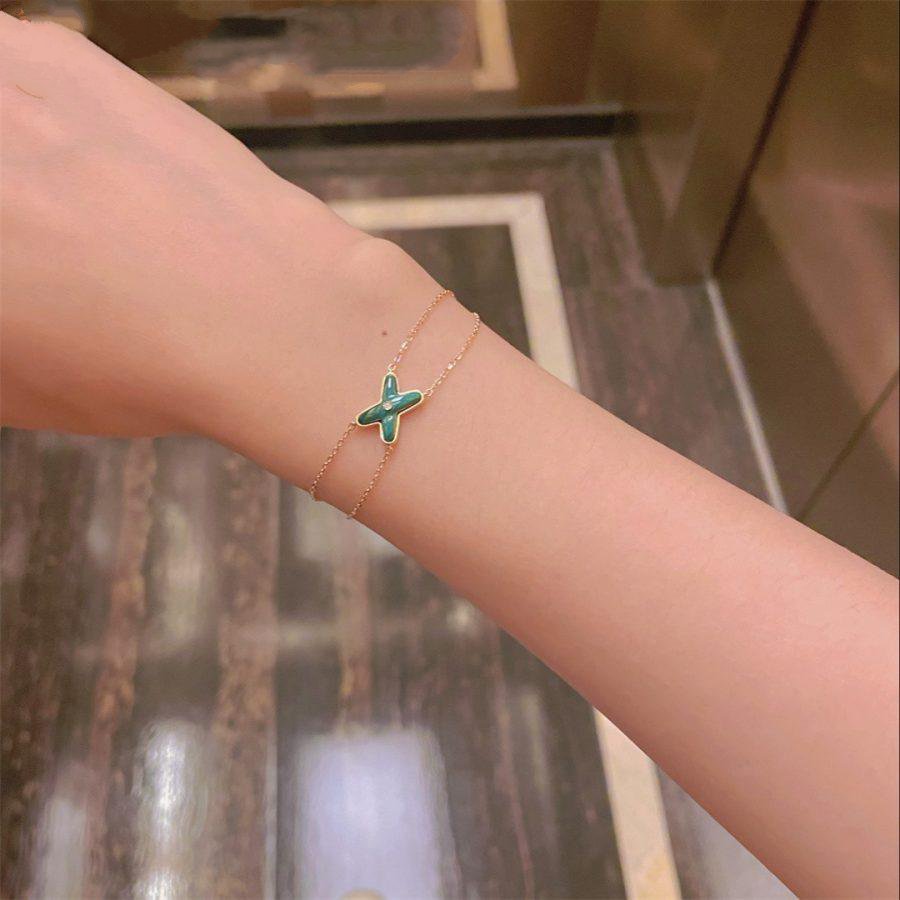 [Lumi Jewels]JEUX BRACELET MALACHITE PINK GOLD 1 DIAMOND