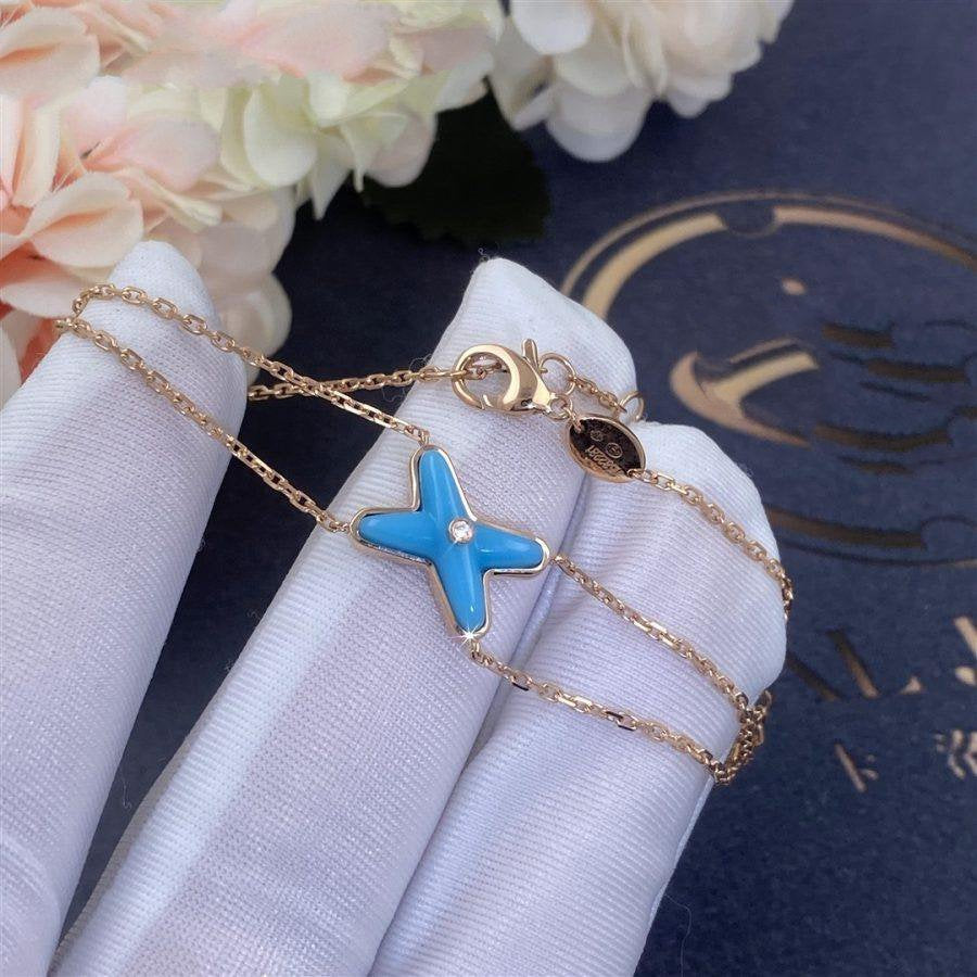 [Lumi Jewels]JEUX BRACELET TURQUOISE PINK GOLD 1 DIAMOND
