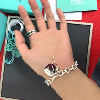 [Lumi Jewelry]KEY HEART CARD CHUNKY INTERLOCKING BRACELET LENGTH