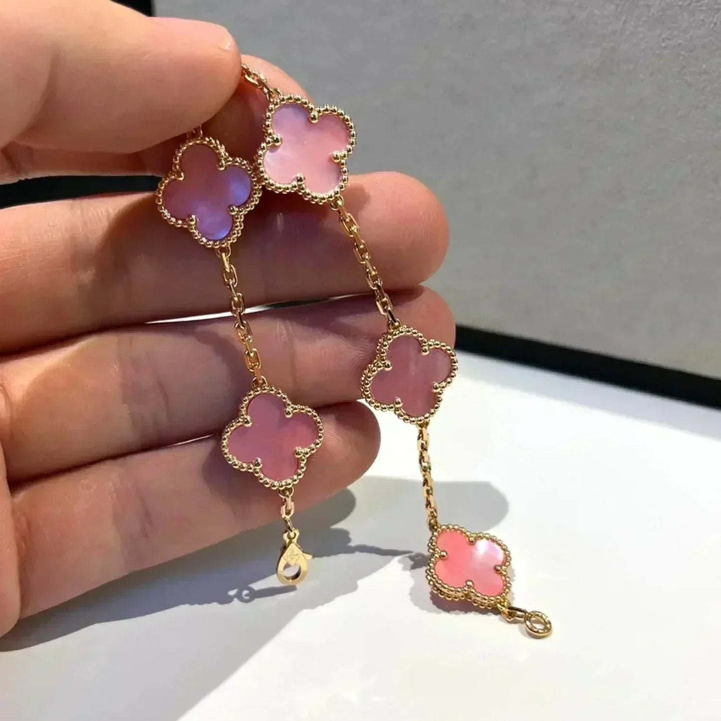 [Lumi Jewels]CLOVER 5 PINK MOP BRACELET