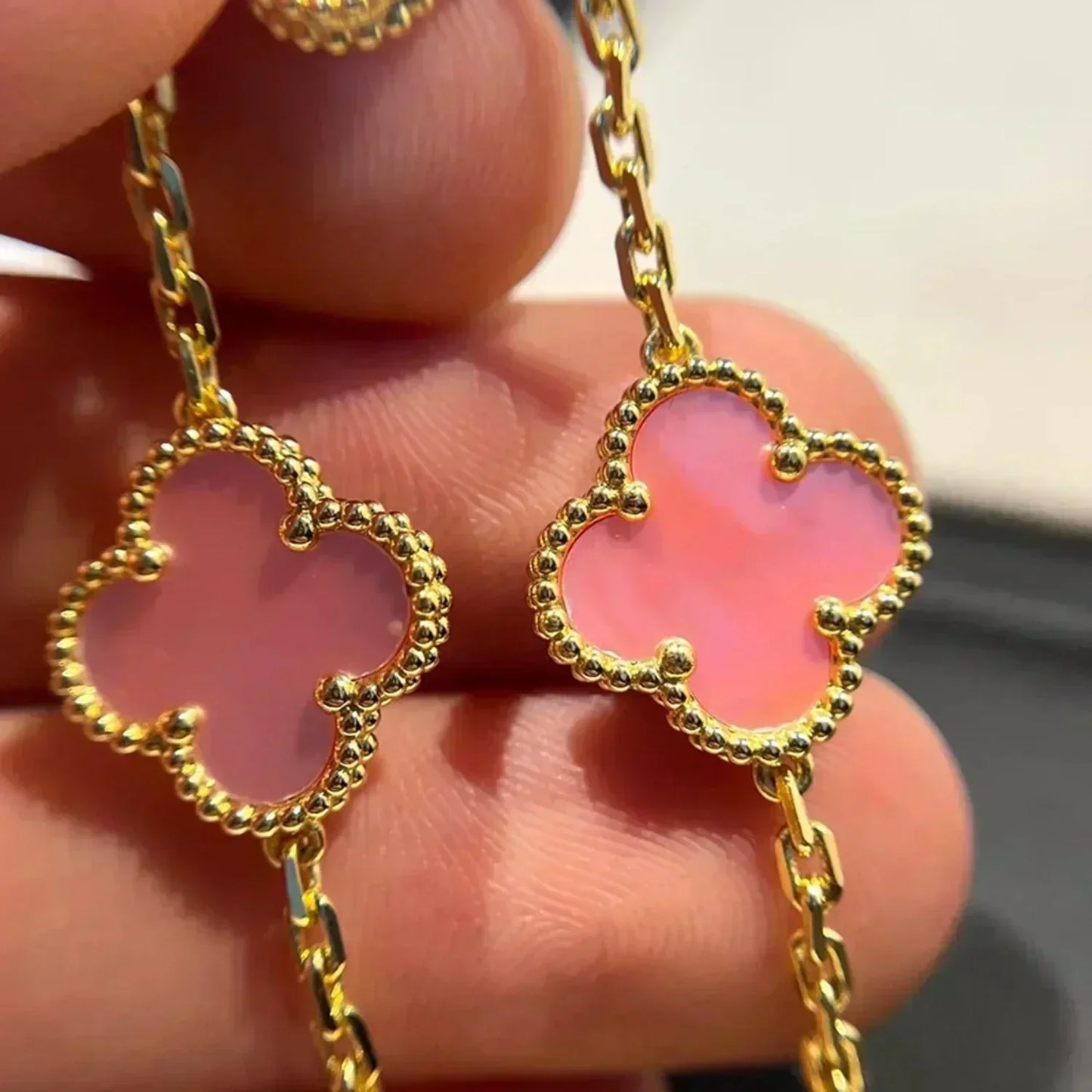 [Lumi Jewels]CLOVER 5 PINK MOP BRACELET