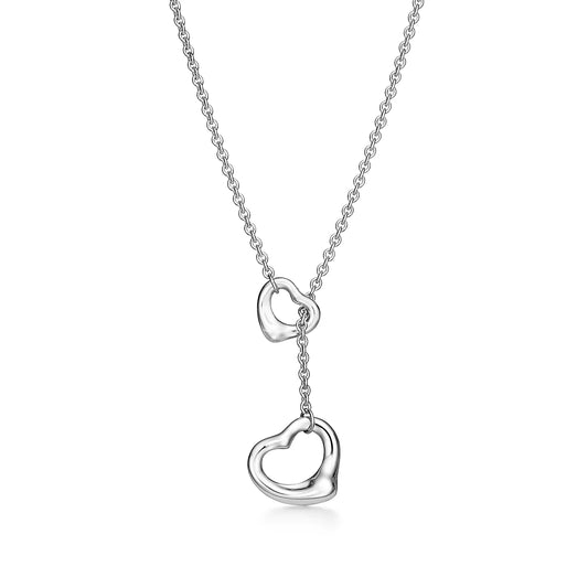 [Lumi Jewelry]OPEN HEART LARIAT NECKLACE SILVER