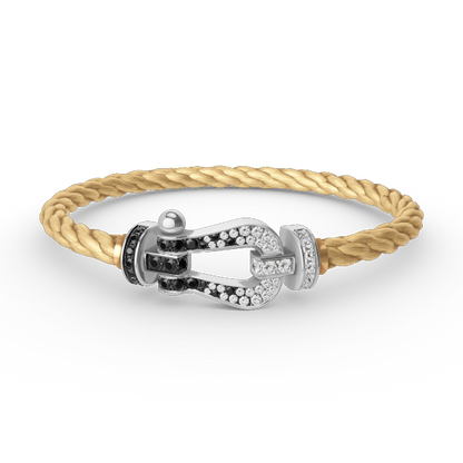 [Lumi Jewels]FORCE LARGE HORSESHOE BLACK WHITE DIAMOND BRACELET SILVER
