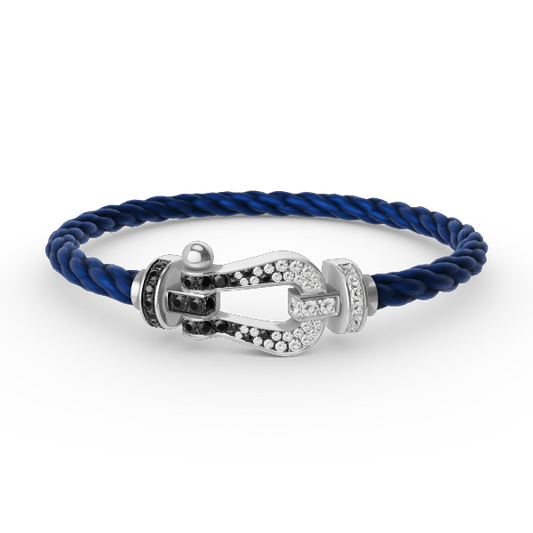 [Lumi Jewels]FORCE LARGE HORSESHOE BLACK WHITE DIAMOND BRACELET SILVER