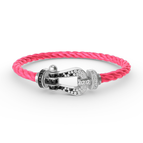 [Lumi Jewels]FORCE LARGE HORSESHOE BLACK WHITE DIAMOND BRACELET SILVER
