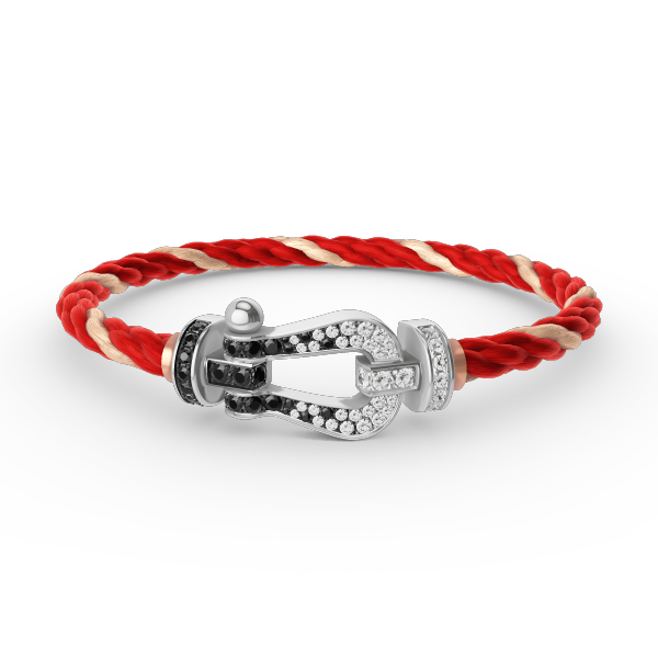 [Lumi Jewels]FORCE LARGE HORSESHOE BLACK WHITE DIAMOND BRACELET SILVER