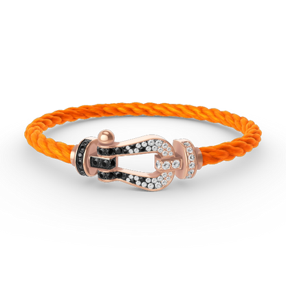 [Lumi Jewels]FORCE LARGE HORSESHOE BLACK WHITE DIAMOND BRACELET ROSE GOLD