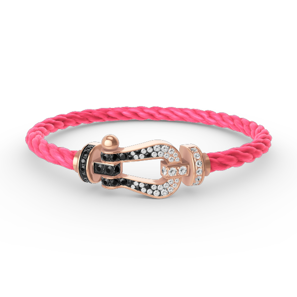 [Lumi Jewels]FORCE LARGE HORSESHOE BLACK WHITE DIAMOND BRACELET ROSE GOLD