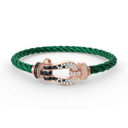 [Lumi Jewels]FORCE LARGE HORSESHOE BLACK WHITE DIAMOND BRACELET ROSE GOLD
