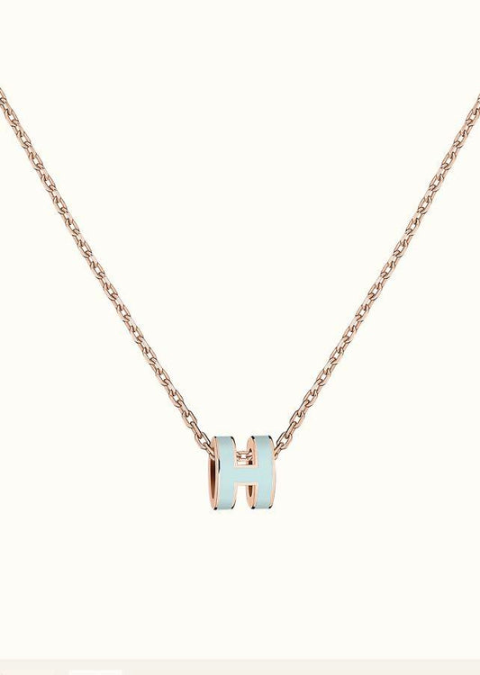 [Lumi Jewels]POP H LIGHT BLUE NECKLACE