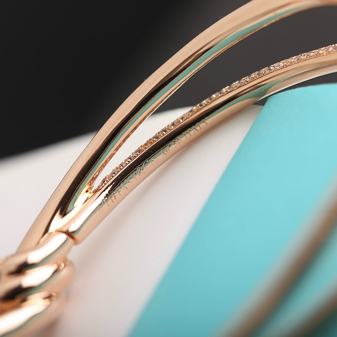 [Lumi Jewelry]KNOT DOUBLE ROW PINK GOLD DIAMOND BRACELET