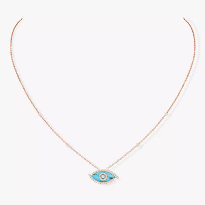 [Lumi Jewels]Lucky Eye Diamond Necklace in Rose Gold and Turquoise
