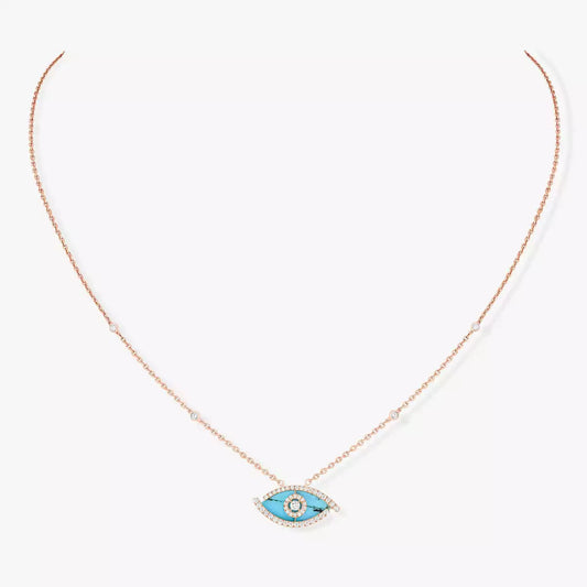 [Lumi Jewels]Lucky Eye Diamond Necklace in Rose Gold and Turquoise