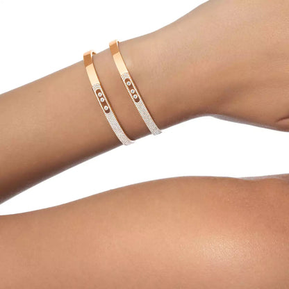 [Lumi Jewels]Move Noa Rose Gold Pav¨¦ Diamond Bangle Bracelet