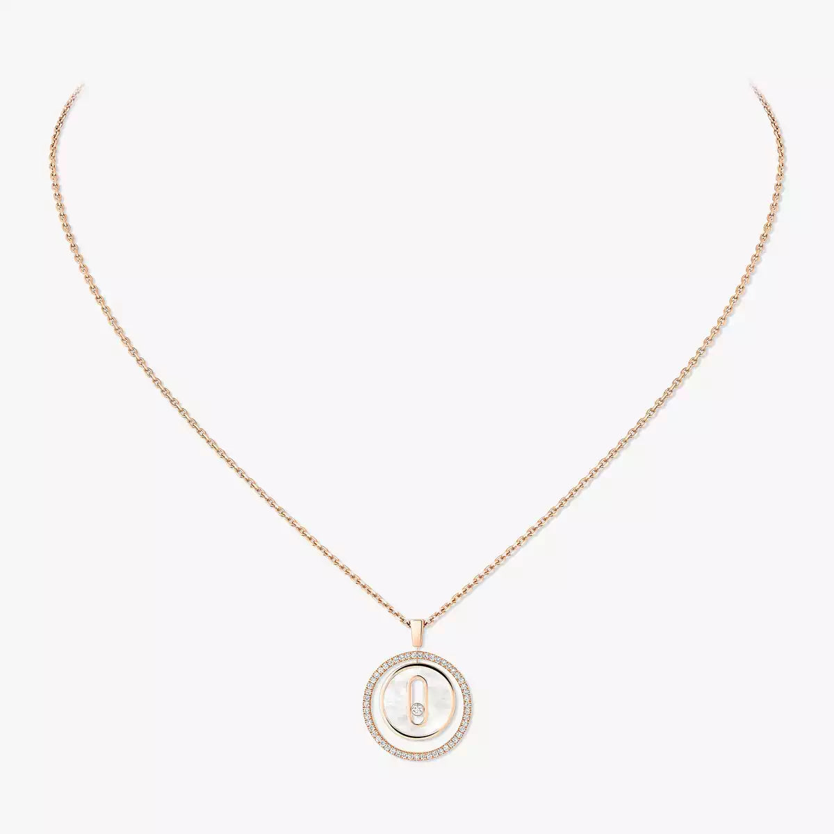 [Lumi Jewels]Lucky Move Diamond Necklace in Rose Gold and White Mother-of-Pearl