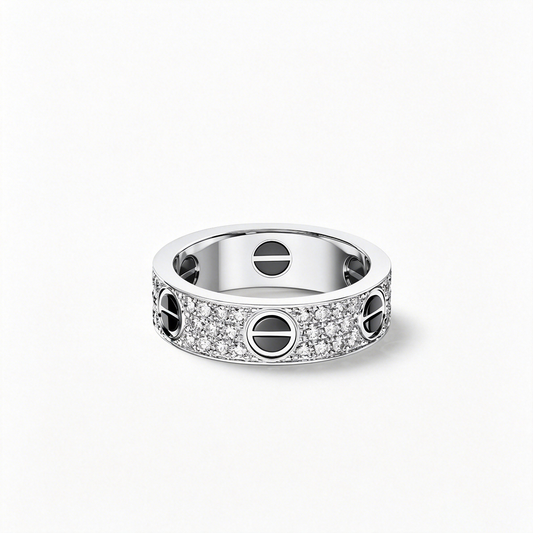 [Lumi Jewelry]LOVE RING 5.5MM DIAMONDS PAVED CERAMIC