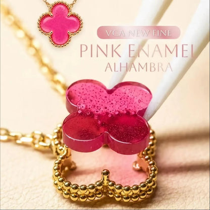 [Lumi Jewelry]CLOVER 5 MOTIFS PINK ENAMEL BRACELET