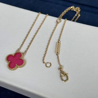 [Lumi Jewelry] CLOVER 1 MOTIFS PINK ENAMEL NECKLACE