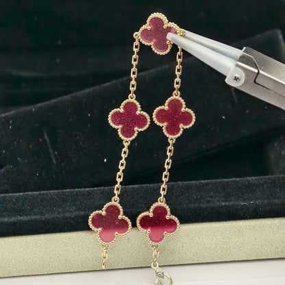 [Lumi Jewelry]CLOVER 5 MOTIFS PINK ENAMEL BRACELET