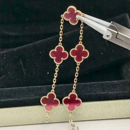 [Lumi Jewelry]CLOVER 5 MOTIFS PINK ENAMEL BRACELET