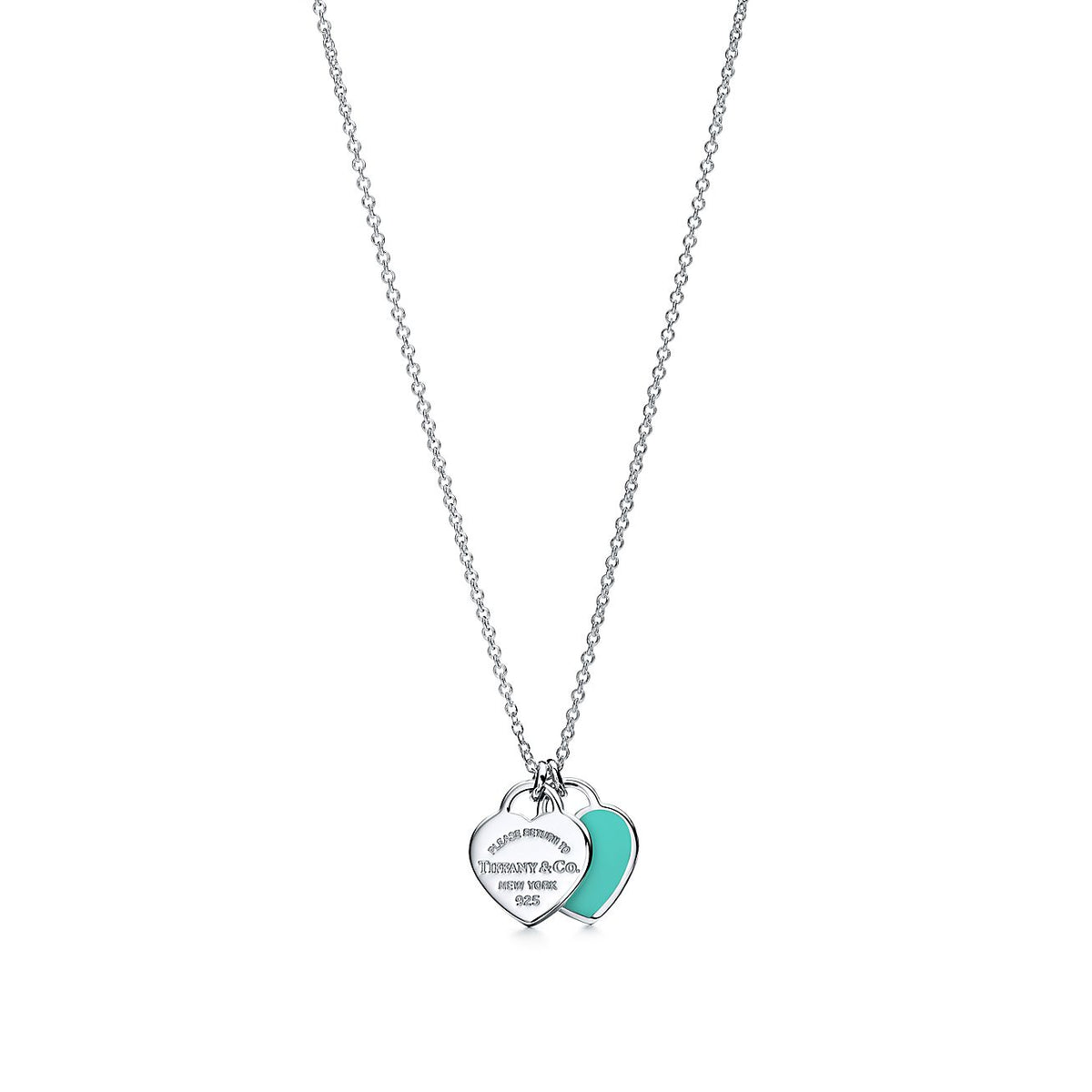 [Lumi Jewelry]DOUBLE HEART TAG PENDANT SILVER MINI NECKLACE