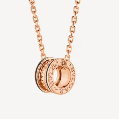 [Lumi Jewels]ZERO 1 ROCK PEDANT PINK GOLD BLACK NECKLACE