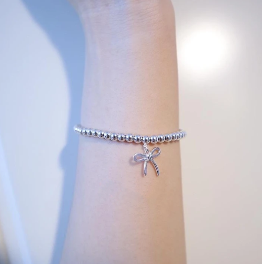 [Lumi Jewelry]STERLING SILVER BOW BEAD BRACELET
