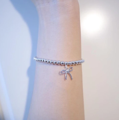 [Lumi Jewelry]STERLING SILVER BOW BEAD BRACELET