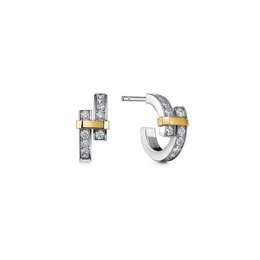 [Lumi Jewelry]EDGE DIAMOND PINK GOLD EARRINGS