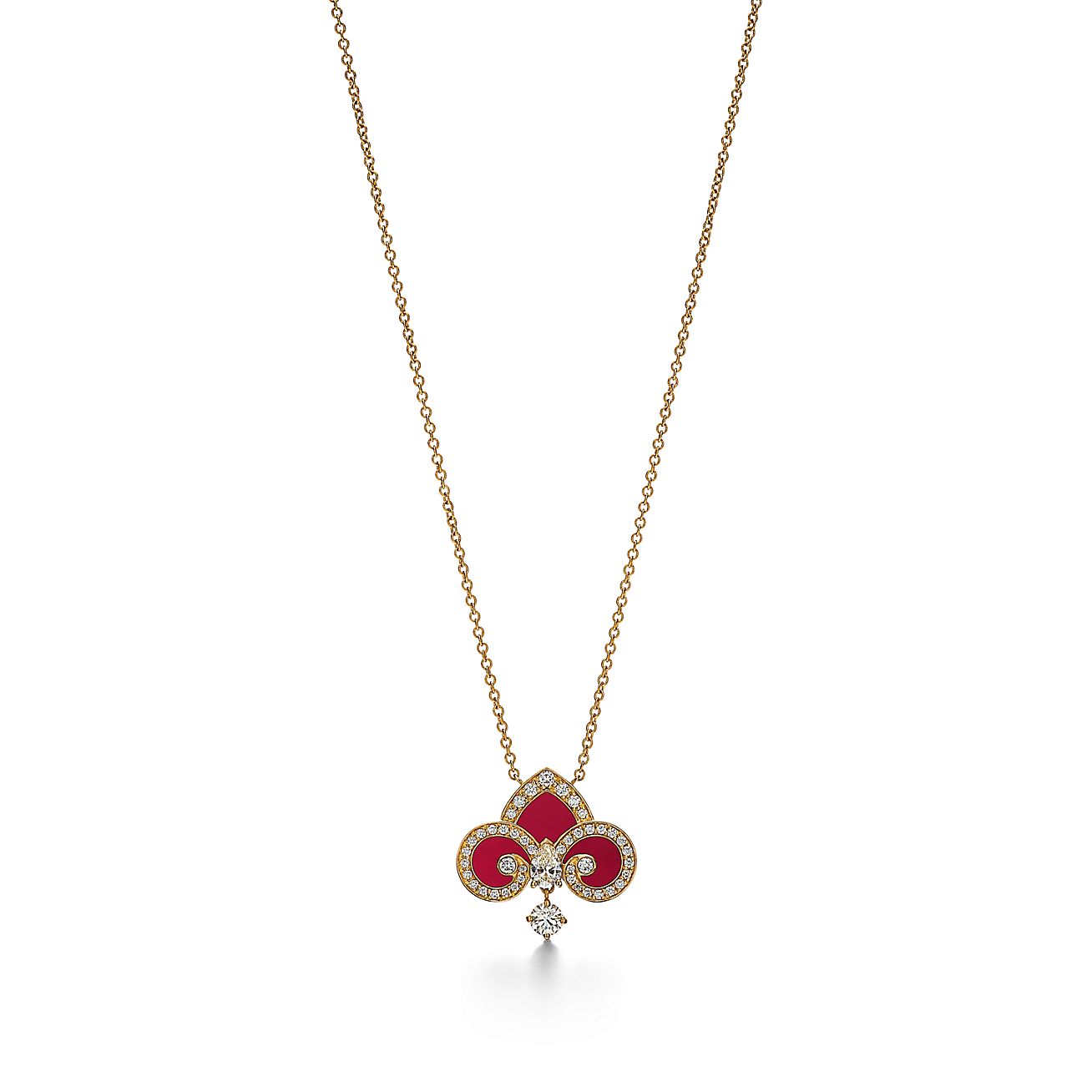 [Lumi Jewelry]FLEUR DE LIS PINK GOLD DIAMOND NECKLACE