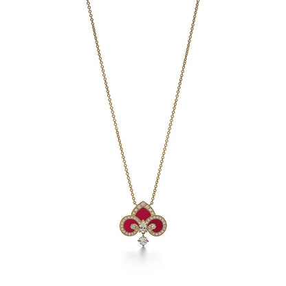 [Lumi Jewelry]FLEUR DE LIS PINK GOLD DIAMOND NECKLACE