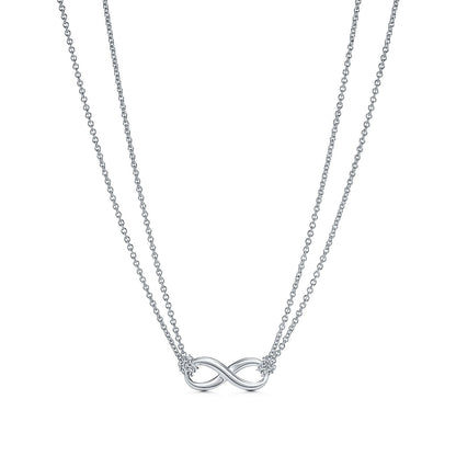 [Lumi Jewelry]SILVER INFINITY DOUBLE CHAIN NECKLACE