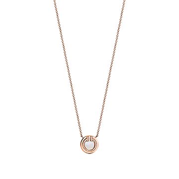 [Lumi Jewelry]DIAMOND AND MOTHER PEARL CIRCLE NECKLACE PENDANT